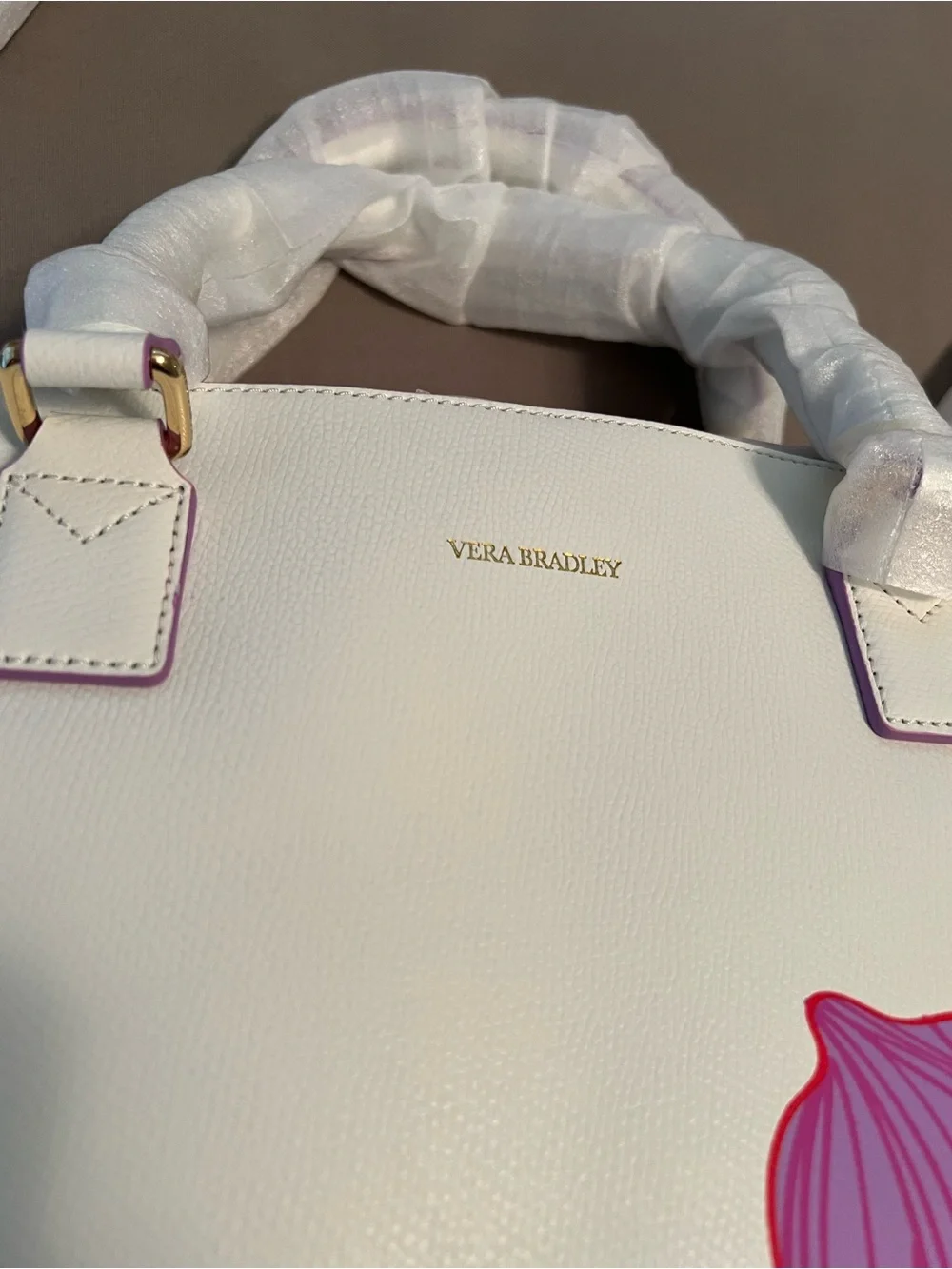 Vera Bradley NWT Emma Satchel Paradise Floral Lilac Bag with Dust Bag